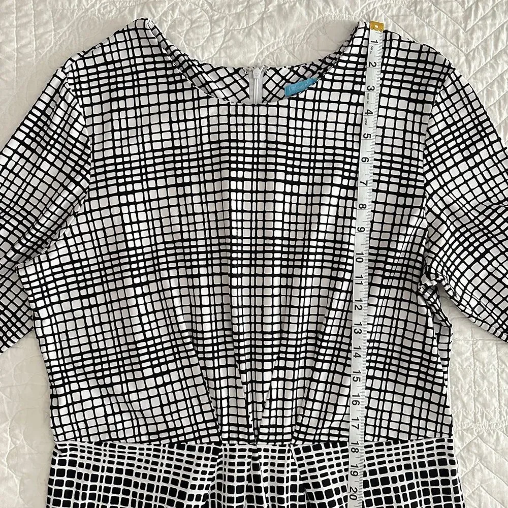 J. McLaughlin Catalina Cloth Mia Dress Black White Mod Matrix Women’s XL - Picture 6 of 10